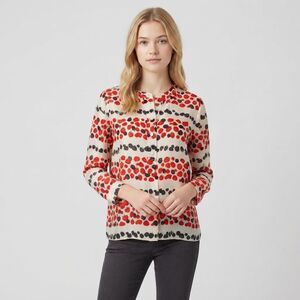 j. crew top cotton silk 0p xs shirt blouse summer fruit raspberry blackberry 0 p